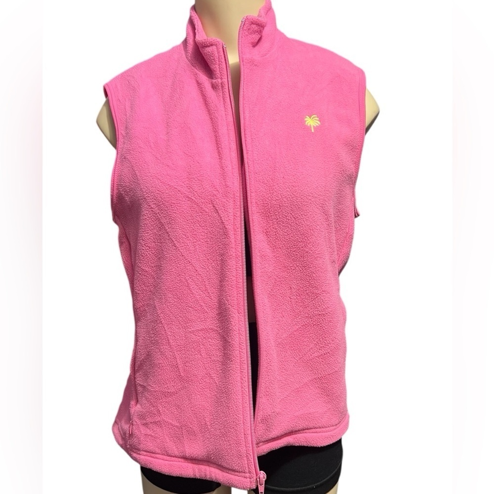 Lilly Pulitzer Pink Vest with Yellow Palm